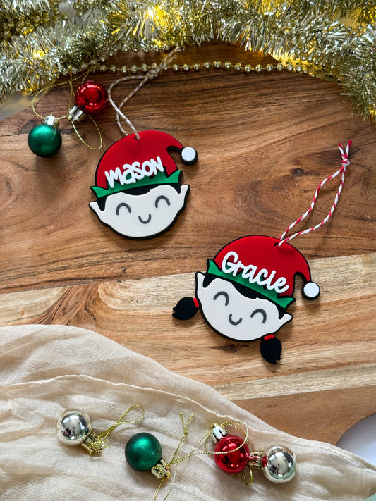 Personalised Mr Elf & Miss Elf Ornament
