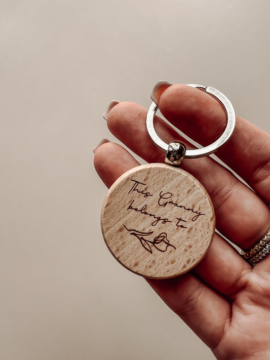 'Belongs to' Wooden Keyring