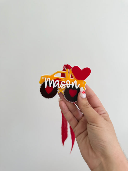 Monster Truck Valentine’s Day Basket Tag