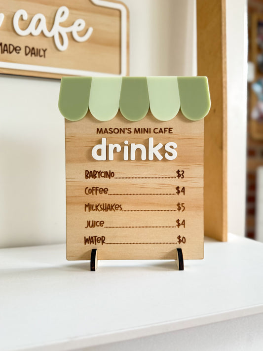 Mini Cafe Drink Menu