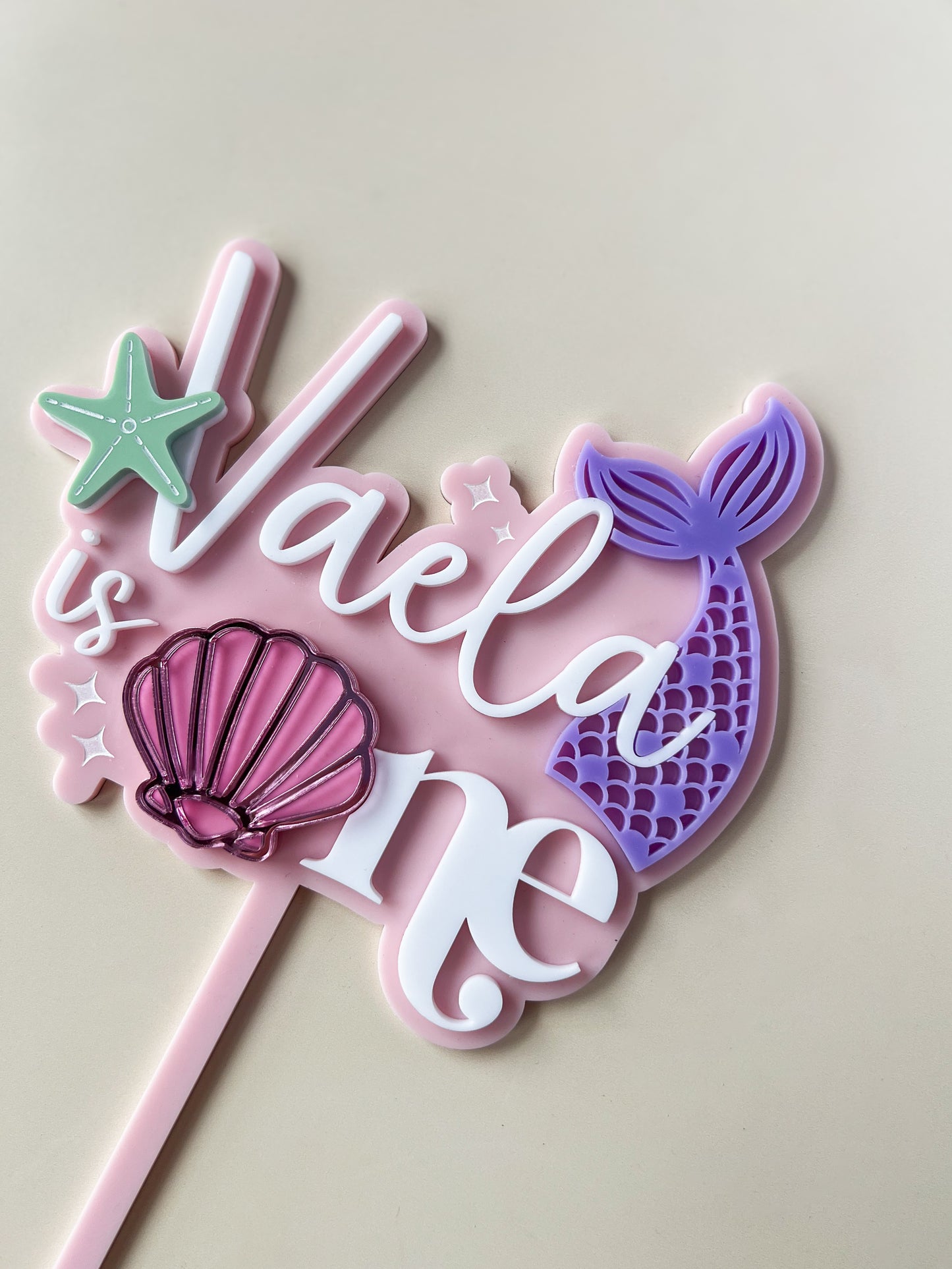 'ONE' Mermaid Theme Cake Topper