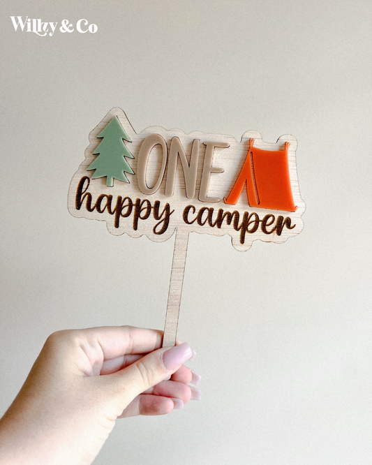 'ONE' Happy Camper Cake Topper