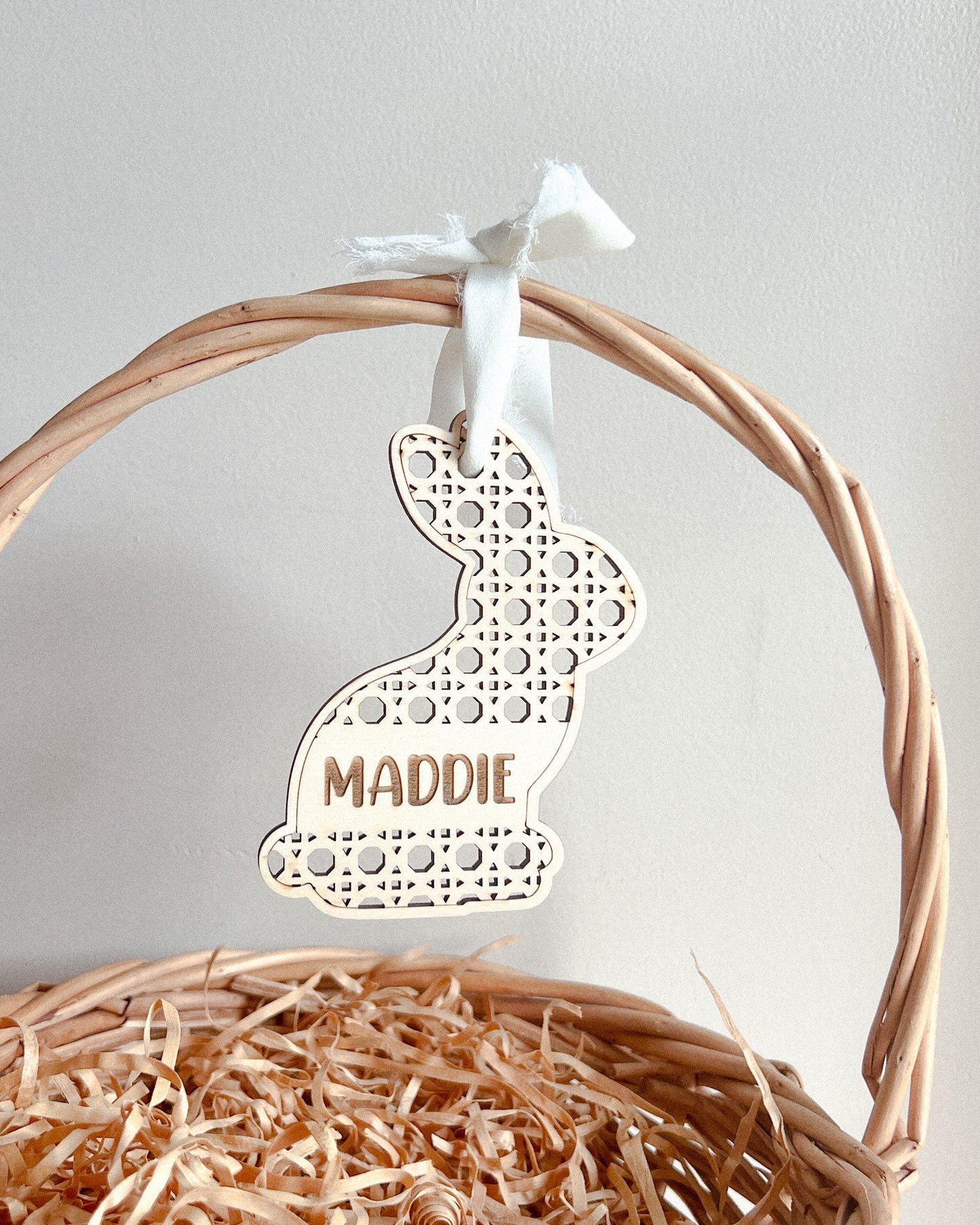 Rattan Easter Tags | Bunny and Egg | Basket Tag | Customisable