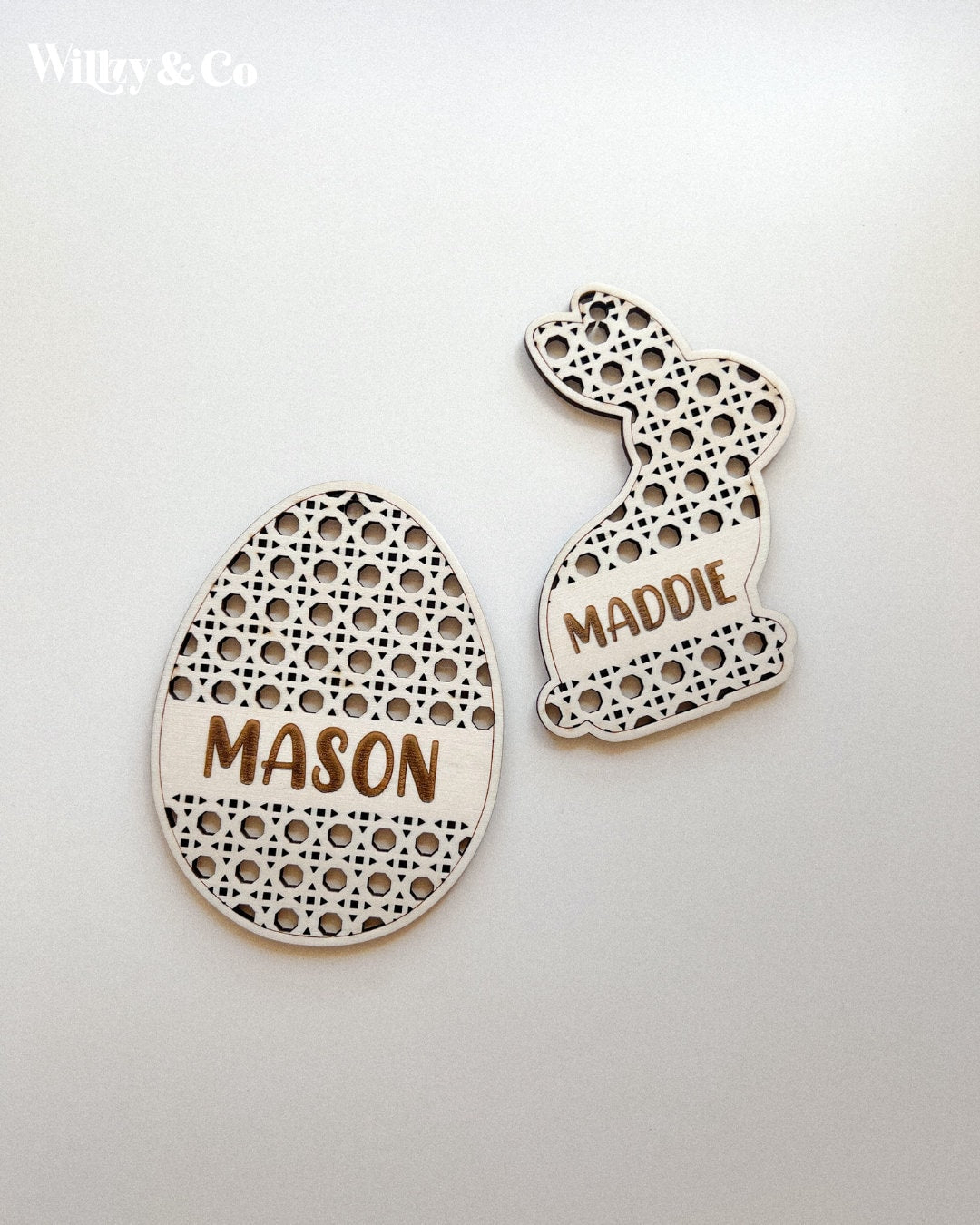 Rattan Easter Tags | Bunny and Egg | Basket Tag | Customisable